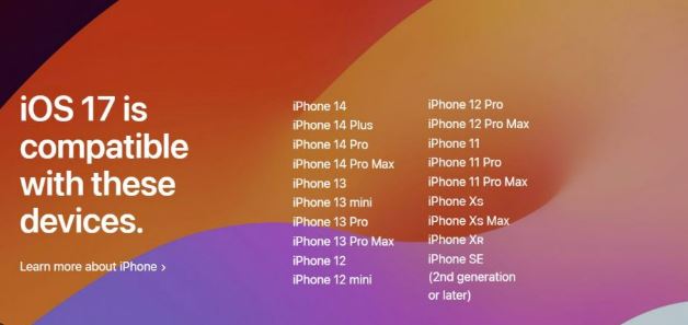 iOS 17 Supported iPhone 